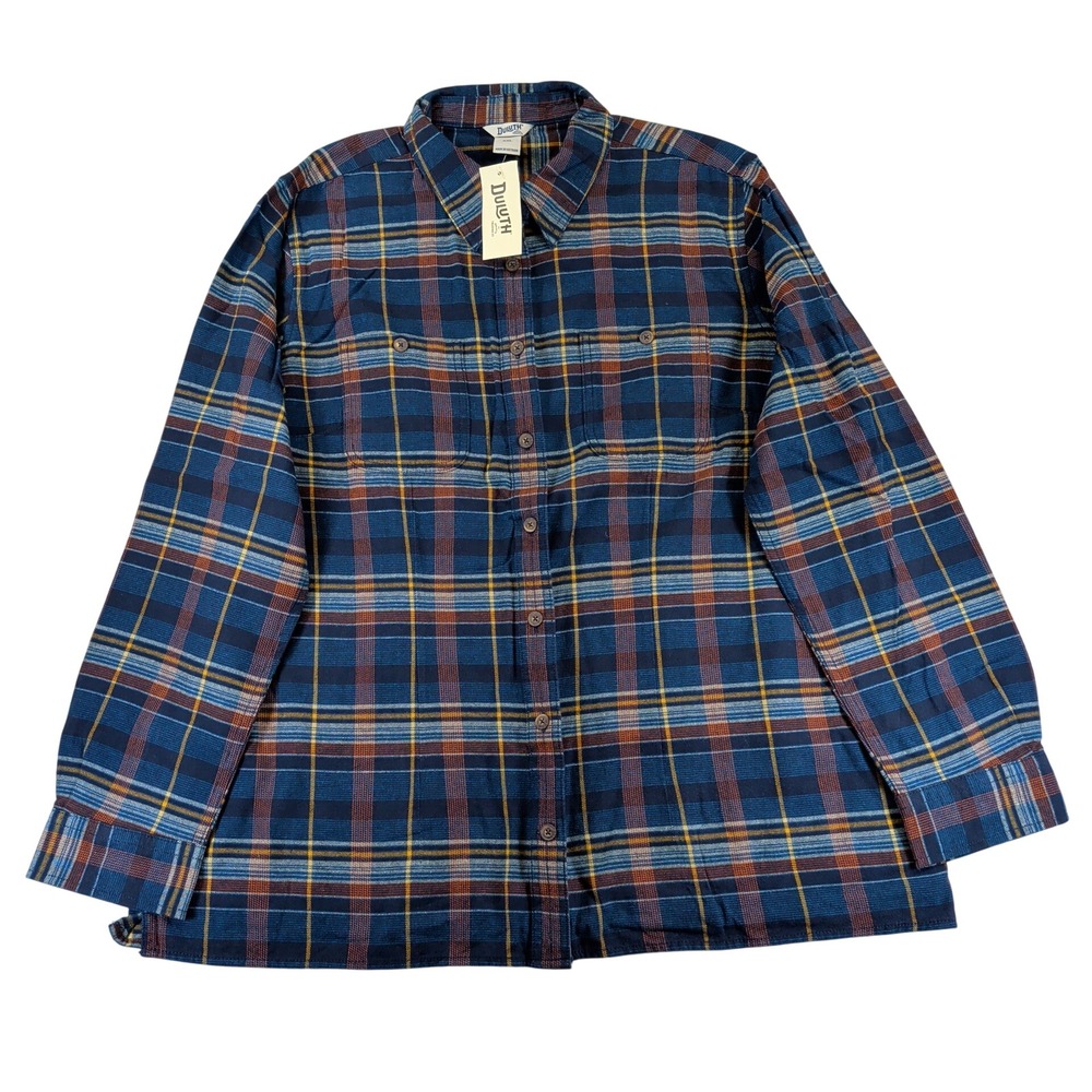 Duluth Trading Co Womens XXL Free Swingin Flannel Shirt Blue Plaid 65505 NWT
